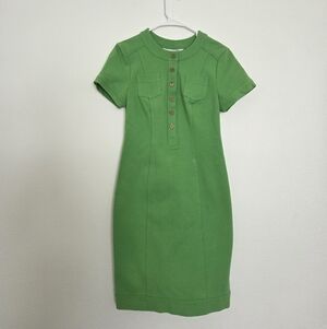 Diane Von Furstenberg Green Button-Up Midi Dress Size 10 USA Made